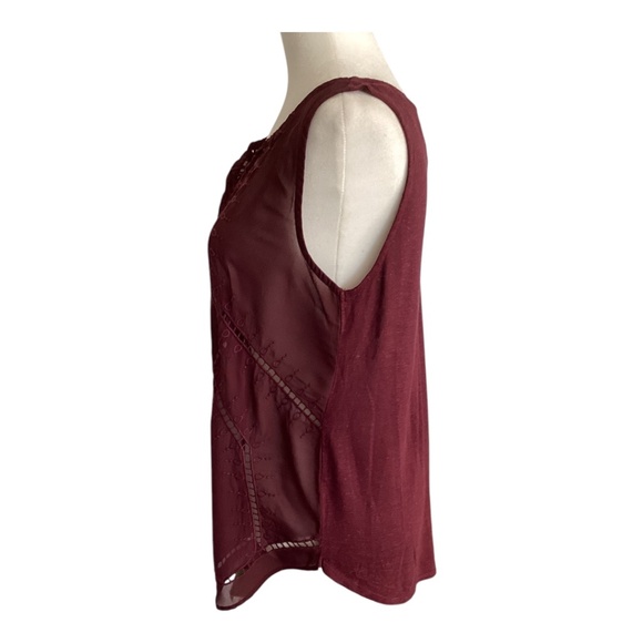 Lucky Brand Maroon sleeveless top with embroidery. NWT - Picture 2 of 4